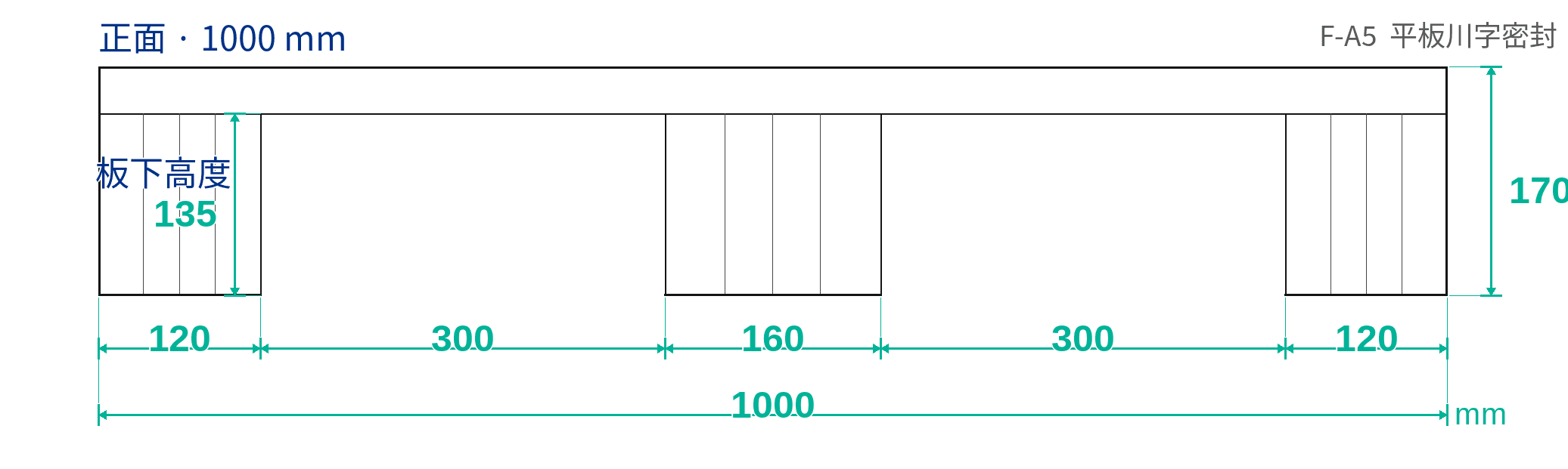 F-A5 Sealed Flat front-view dimension drawing