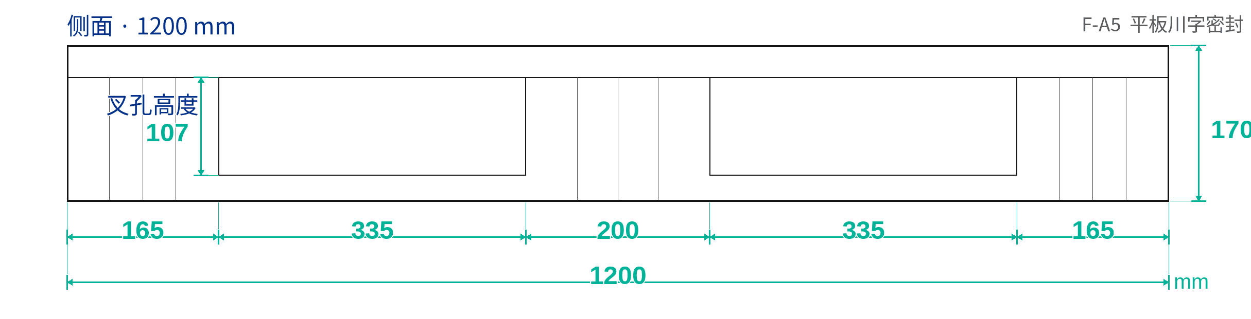 F-A5 Sealed Flat side-view dimension drawing